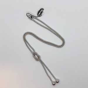 vintage square love knot silvertone lariat chain